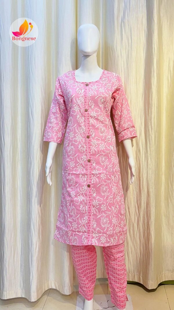 Peach Color Round Neck Two Piece Set