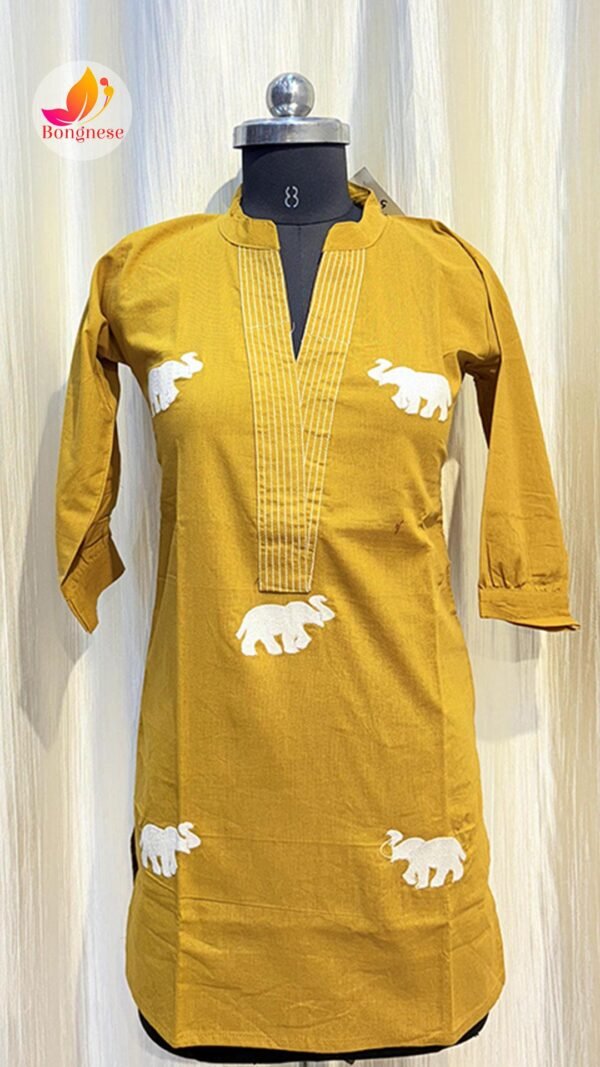 YELLOW COLOR V DESIGN HIP COVER SHORT KURTI