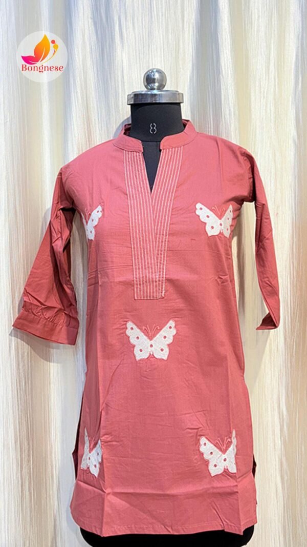 Maroon Color V-Design Hip-Cover Short Kurti