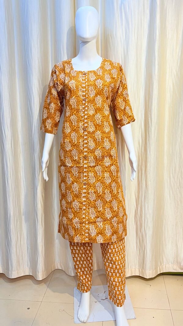 Yellow Color Round Neck Two Piece Set